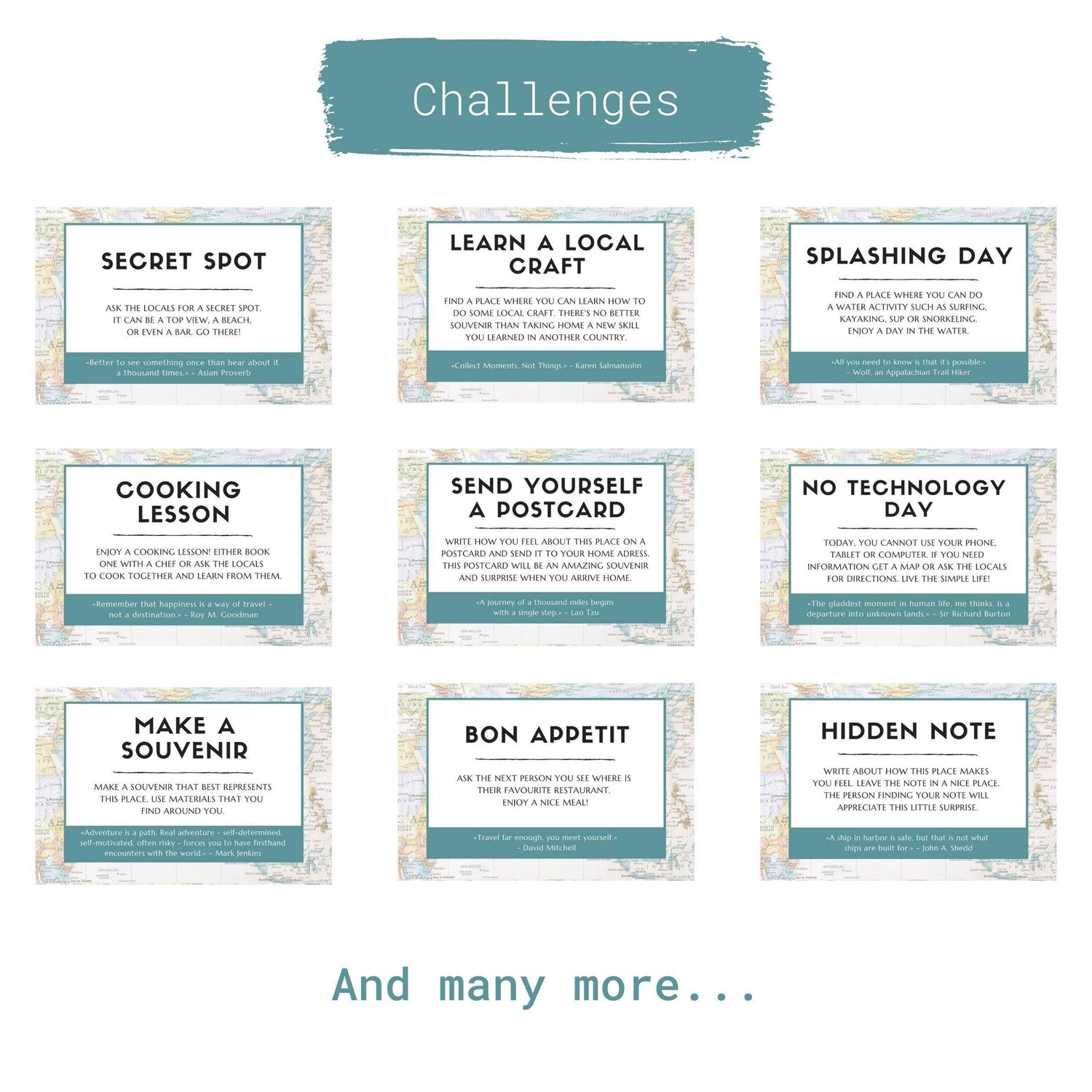 Travel Challenges - Original - Travel Gift Deck of Cards